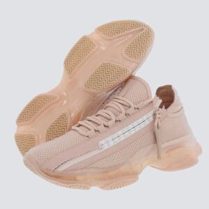 Steve Madden Measure Side Zipper/Laces Sneakers,Faux Leather/Leather